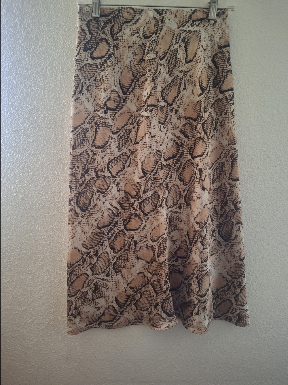 Aqua Snake-Print Midi Skirt in Beige and Brown
